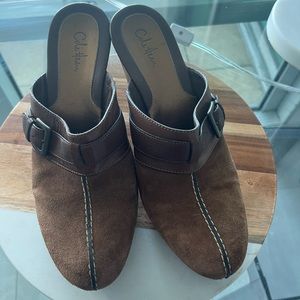 Cole Haan brown suede mules